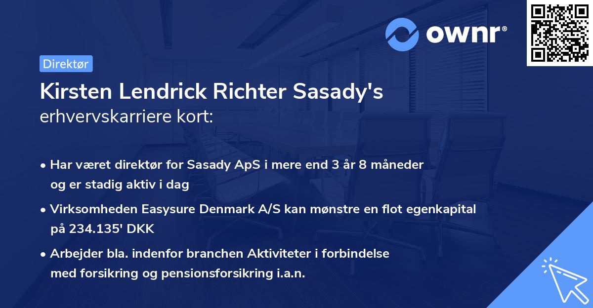 Kirsten Lendrick Richter Sasady's erhvervskarriere kort