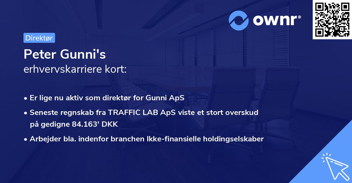 Peter Gunni's erhvervskarriere kort