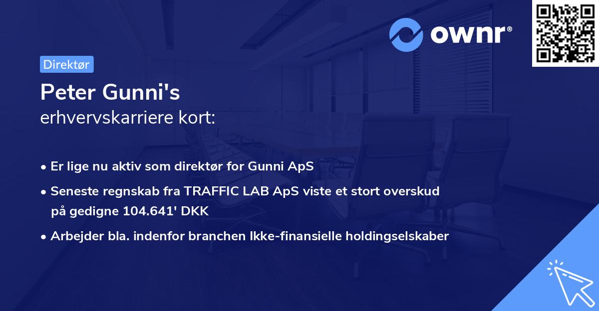 Peter Gunni's erhvervskarriere kort