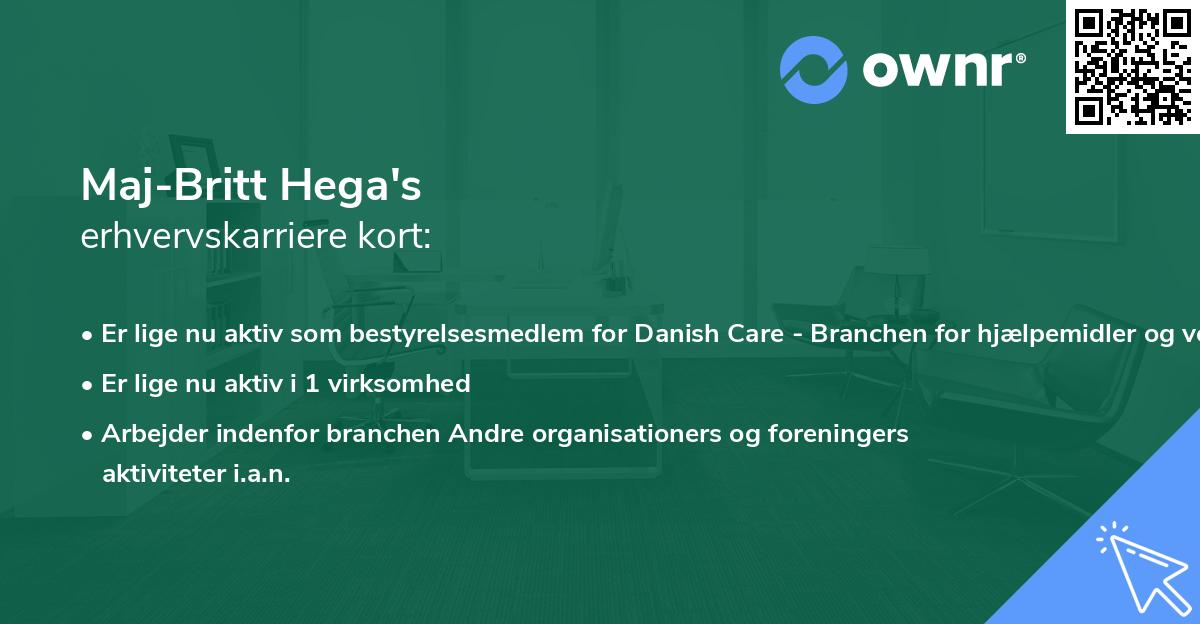 Maj-Britt Hega's erhvervskarriere kort