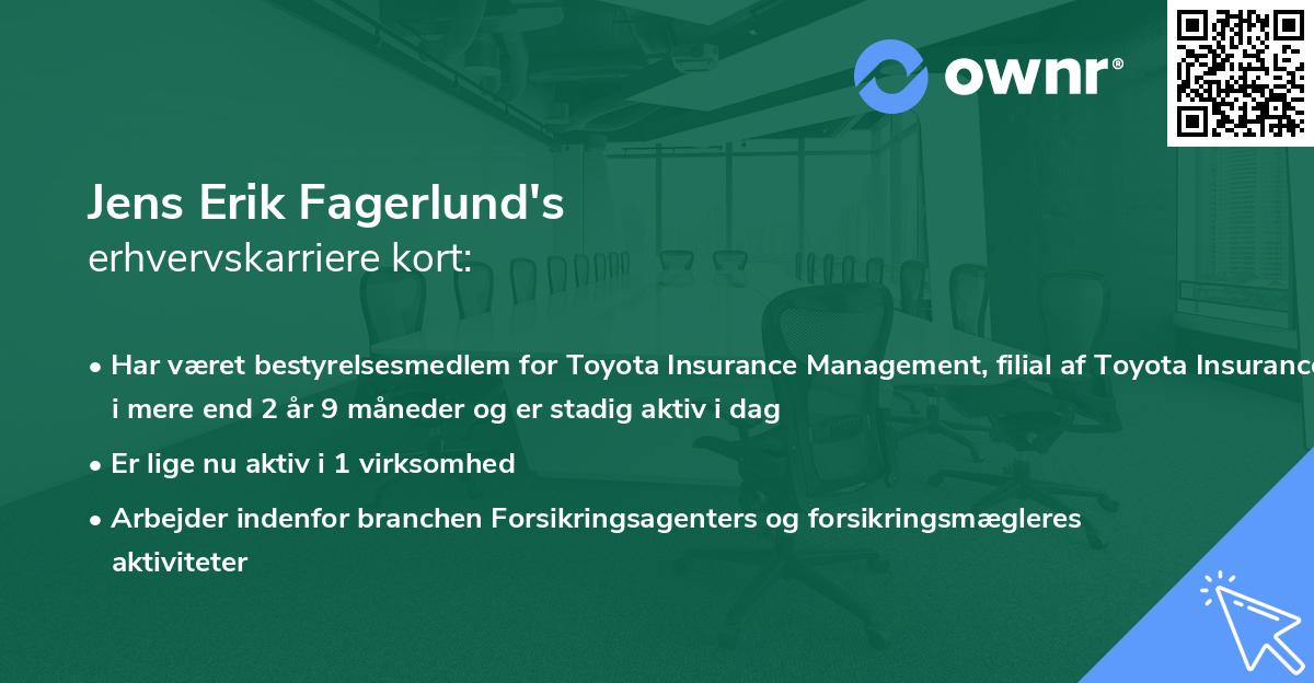 Jens Erik Fagerlund's erhvervskarriere kort