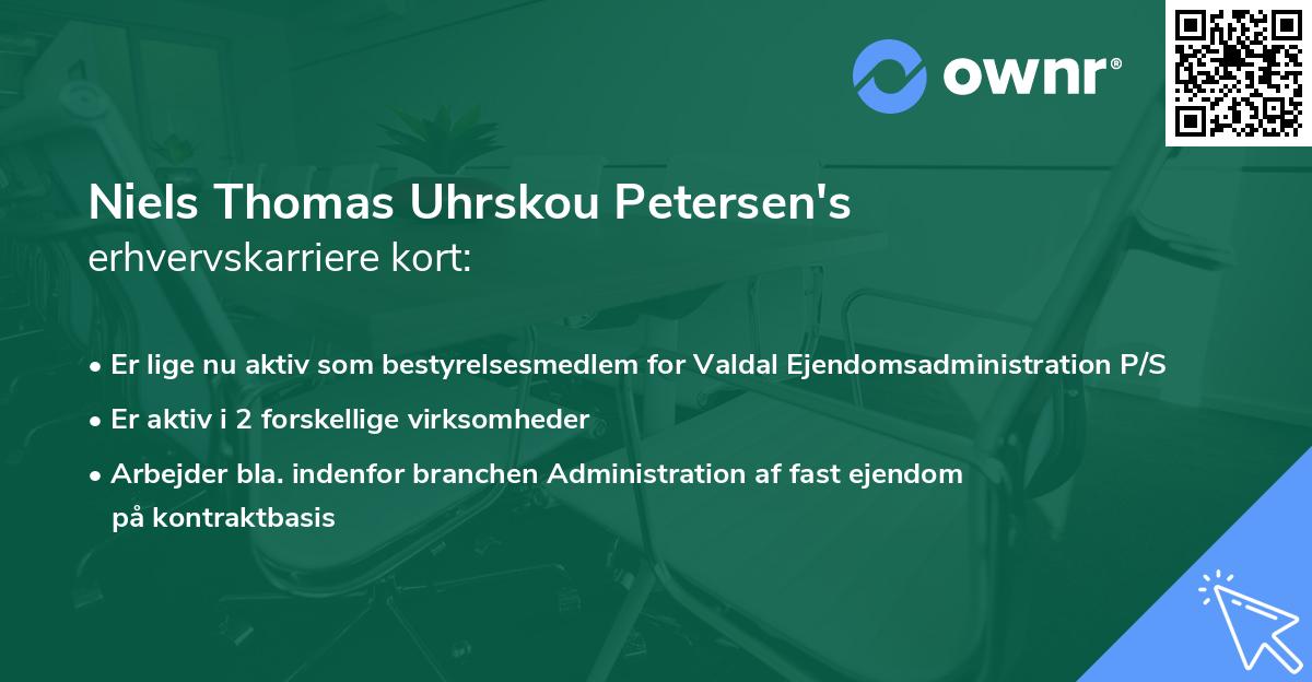 Niels Thomas Uhrskou Petersen's erhvervskarriere kort