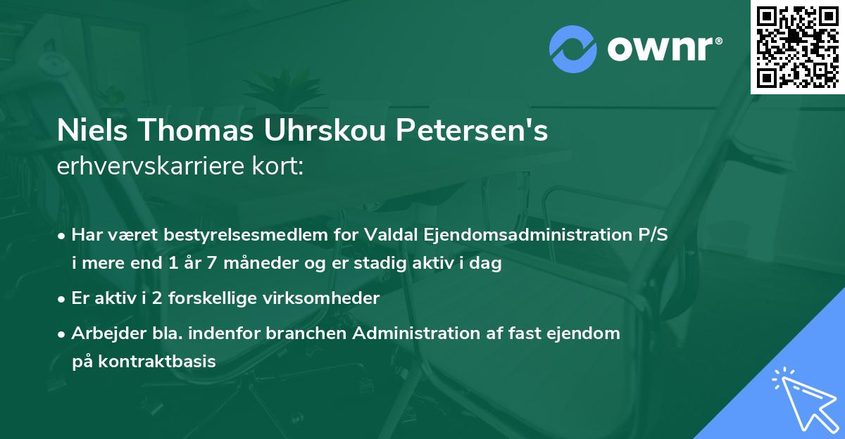 Niels Thomas Uhrskou Petersen's erhvervskarriere kort