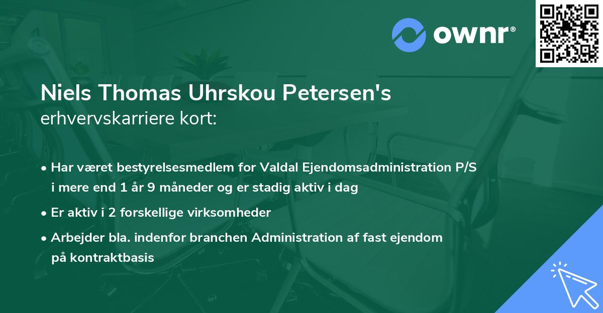 Niels Thomas Uhrskou Petersen's erhvervskarriere kort