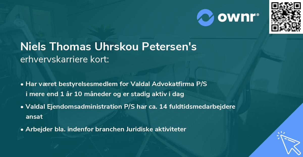Niels Thomas Uhrskou Petersen's erhvervskarriere kort