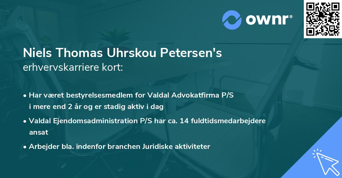 Niels Thomas Uhrskou Petersen's erhvervskarriere kort