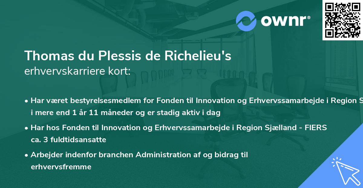 Thomas du Plessis de Richelieu's erhvervskarriere kort