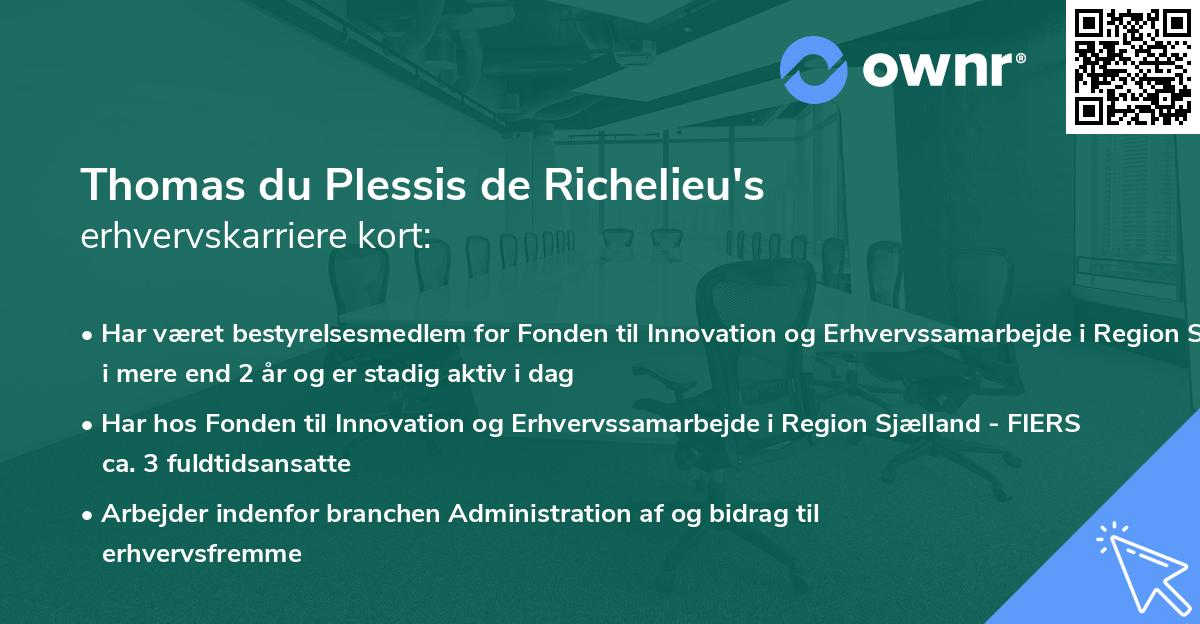Thomas du Plessis de Richelieu's erhvervskarriere kort