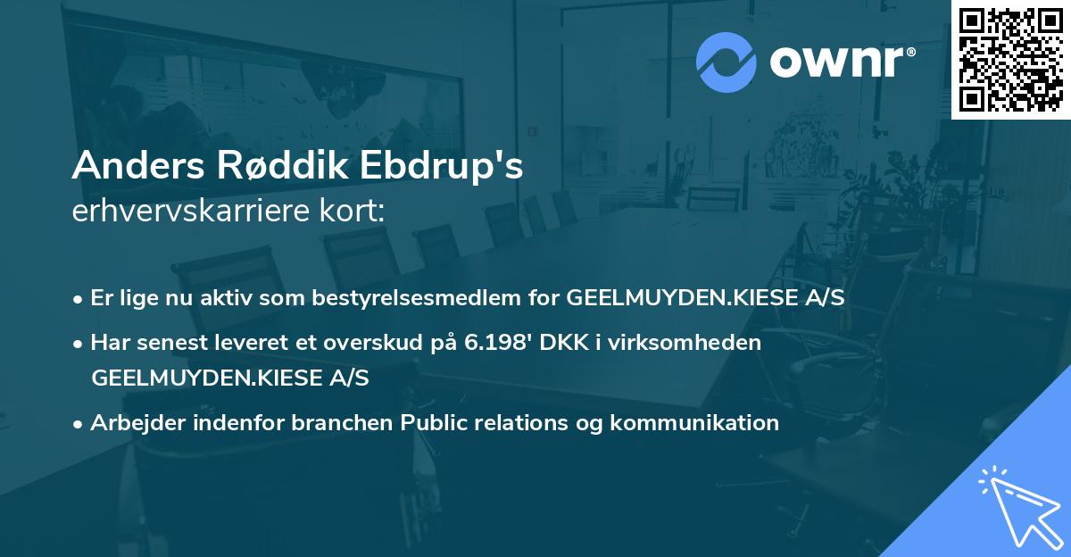 Anders Røddik Ebdrup's erhvervskarriere kort