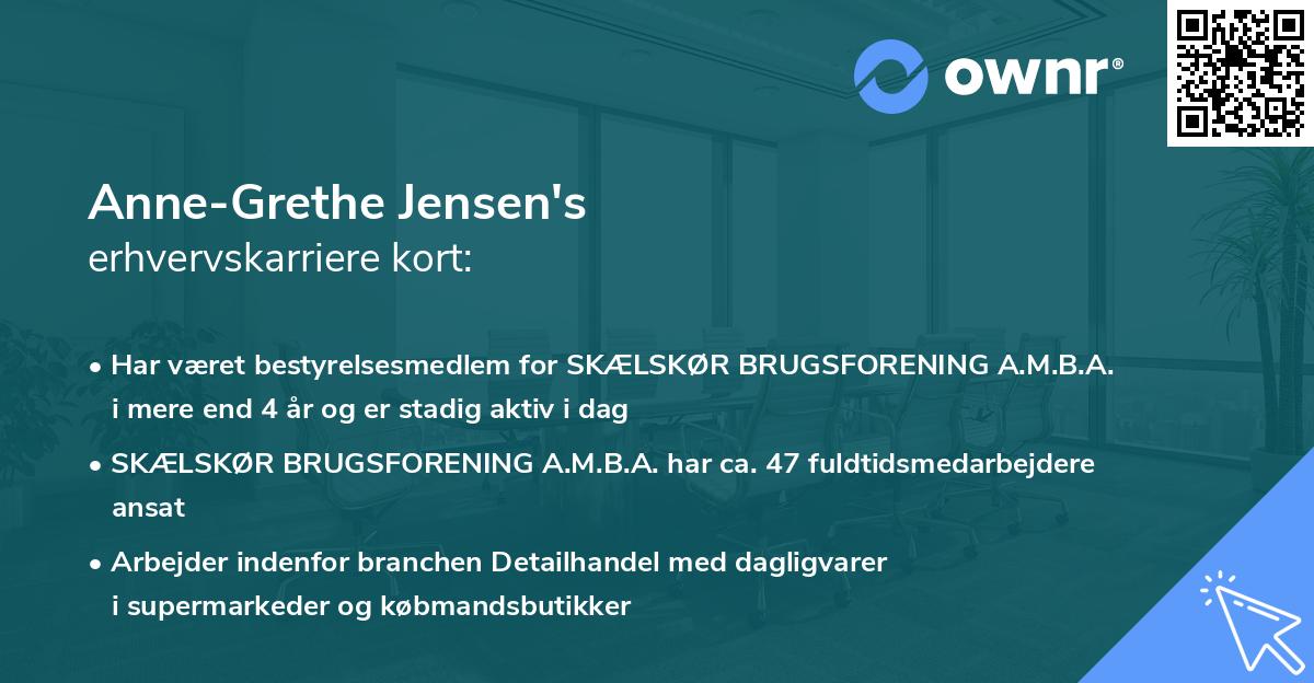 Anne-Grethe Jensen's erhvervskarriere kort