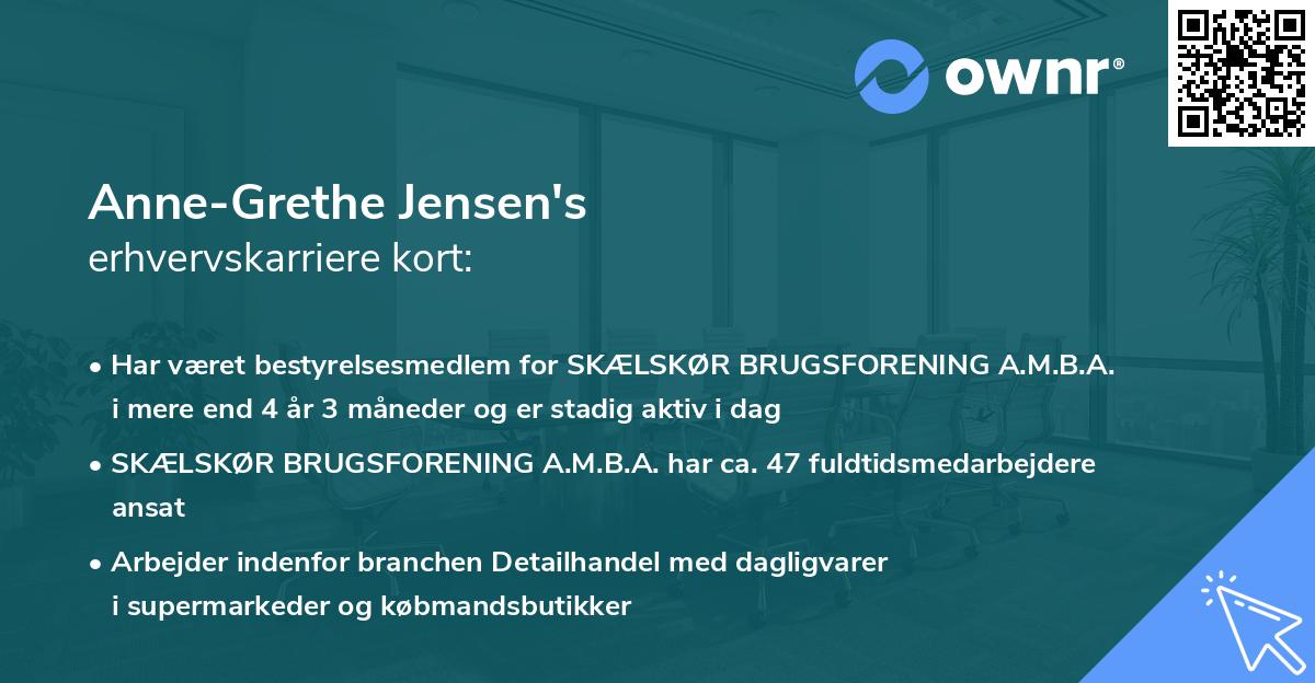 Anne-Grethe Jensen's erhvervskarriere kort