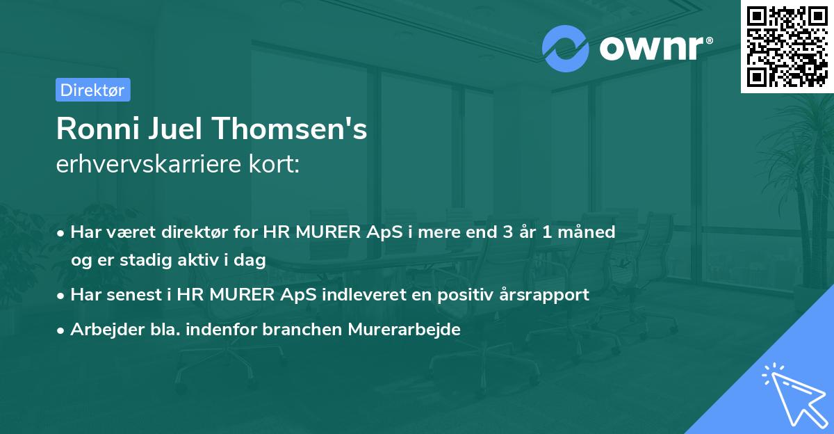 Ronni Juel Thomsen's erhvervskarriere kort