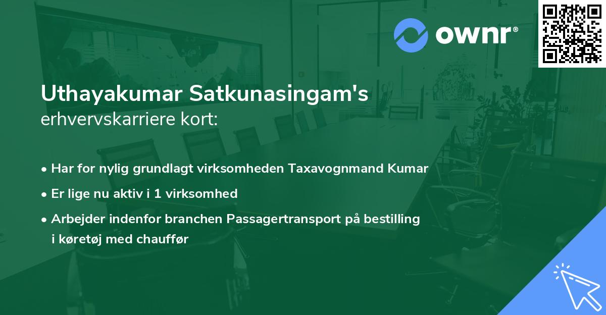 Uthayakumar Satkunasingam's erhvervskarriere kort