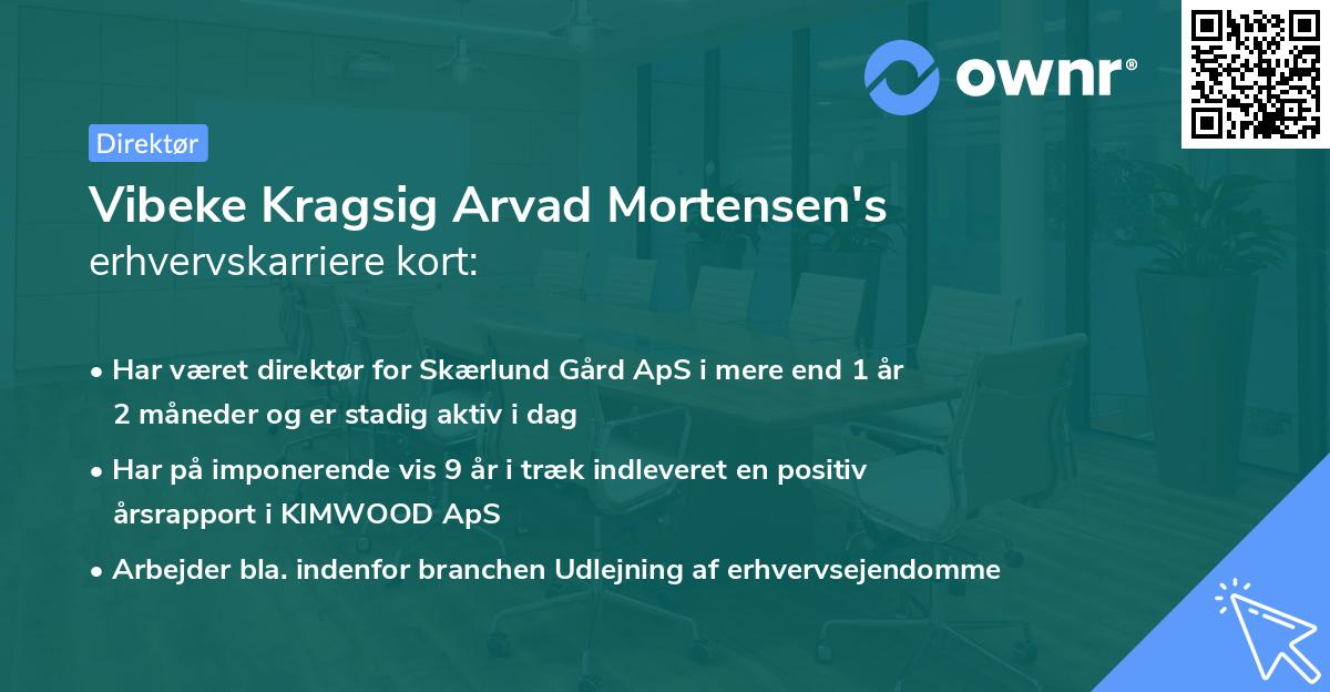 Vibeke Kragsig Arvad Mortensen's erhvervskarriere kort