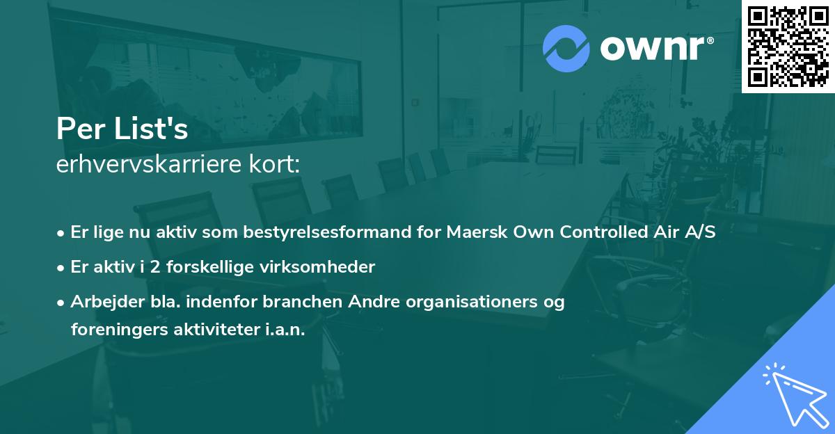 Per List's erhvervskarriere kort