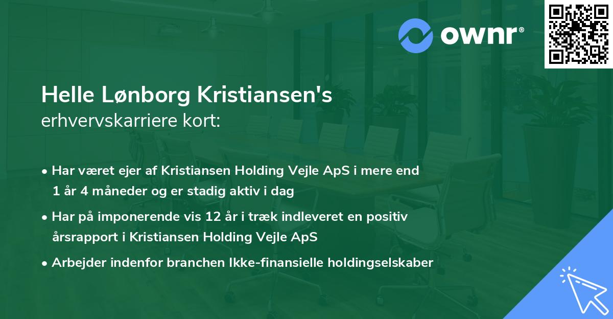 Helle Lønborg Kristiansen's erhvervskarriere kort