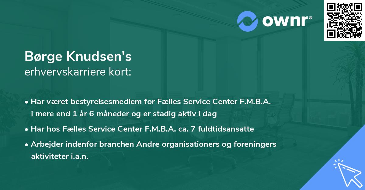 Børge Knudsen's erhvervskarriere kort