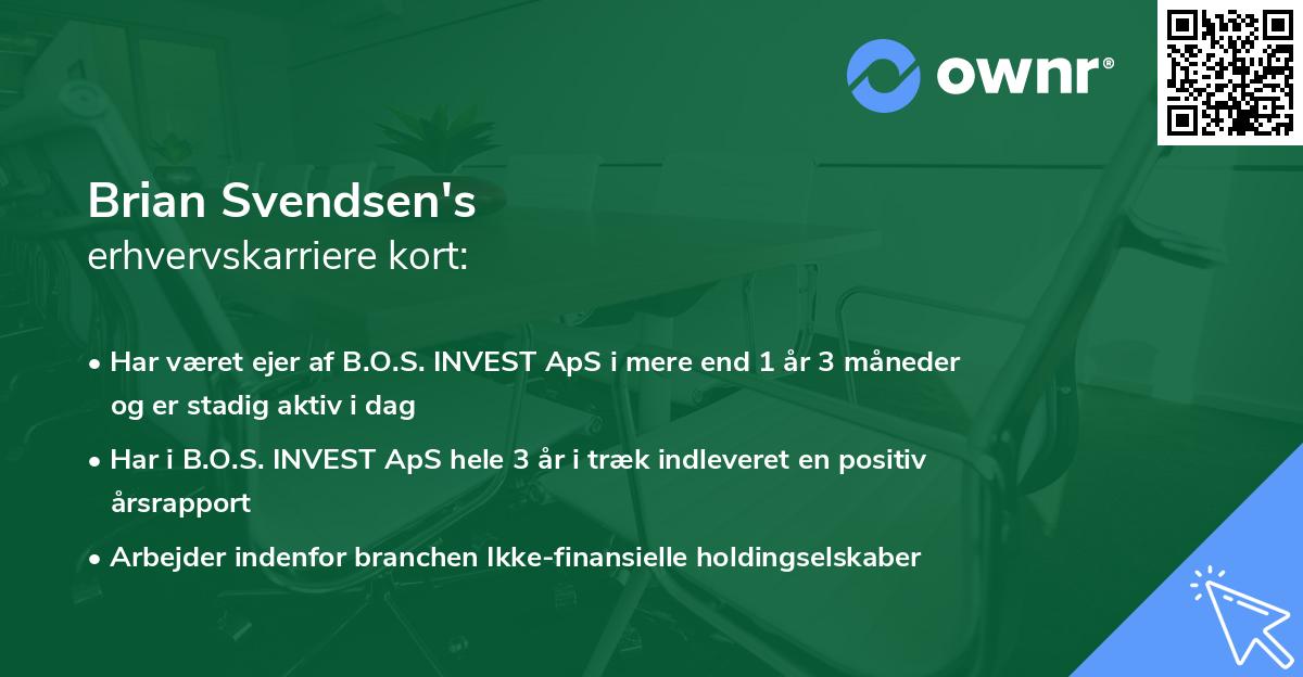 Brian Svendsen's erhvervskarriere kort