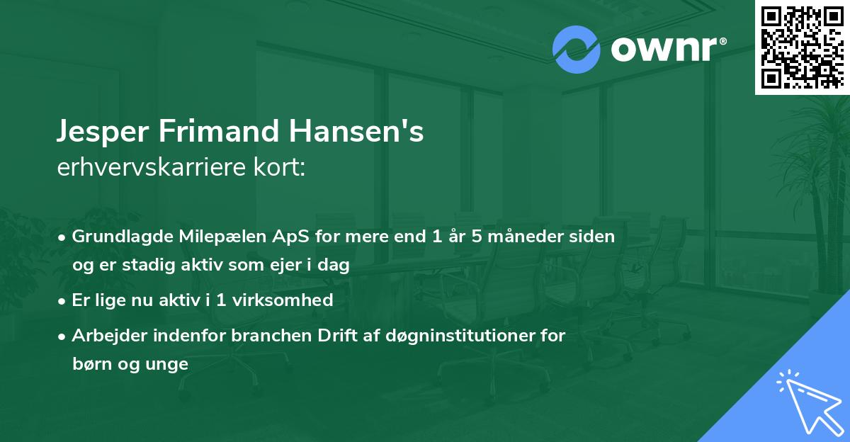 Jesper Frimand Hansen's erhvervskarriere kort