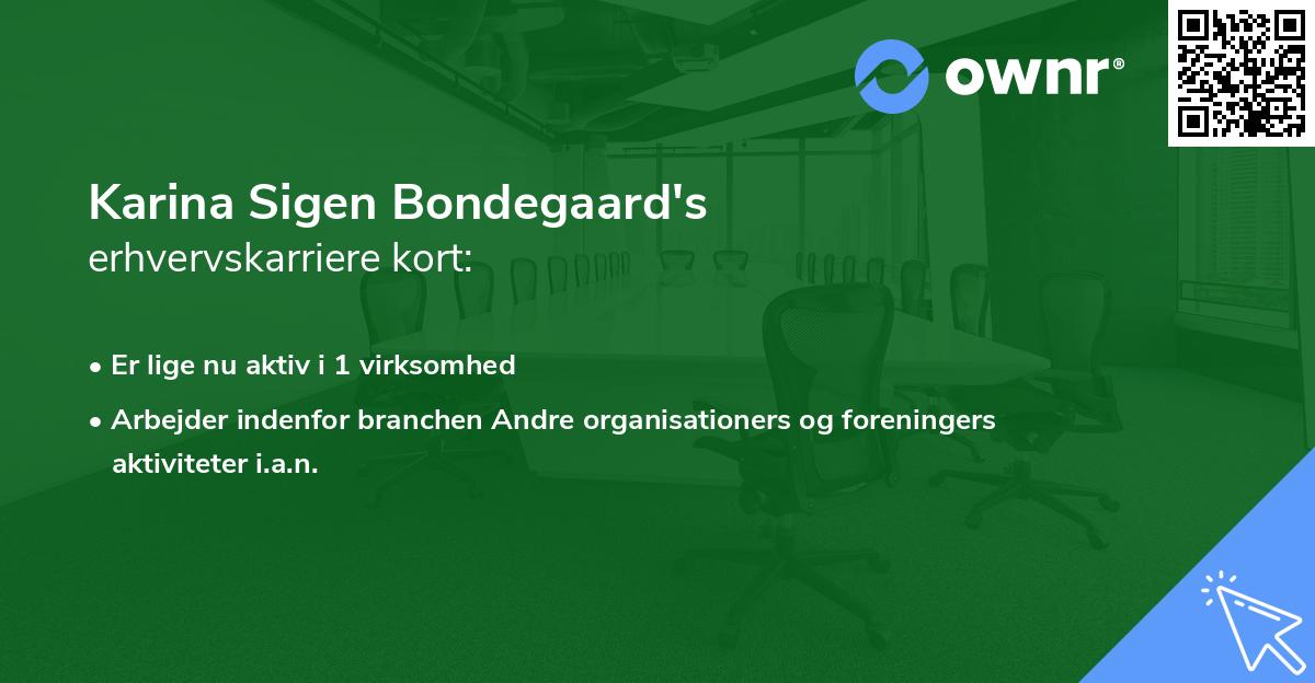 Karina Sigen Bondegaard's erhvervskarriere kort