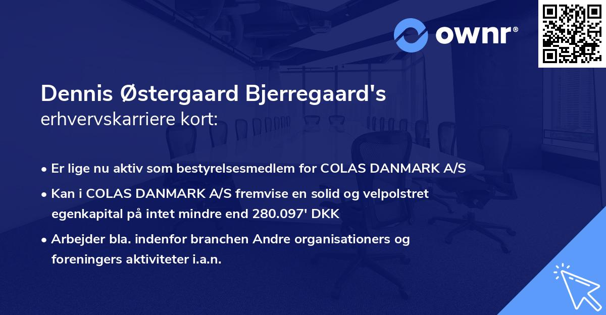 Dennis Østergaard Bjerregaard's erhvervskarriere kort