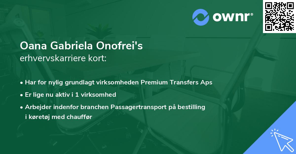 Oana Gabriela Onofrei's erhvervskarriere kort