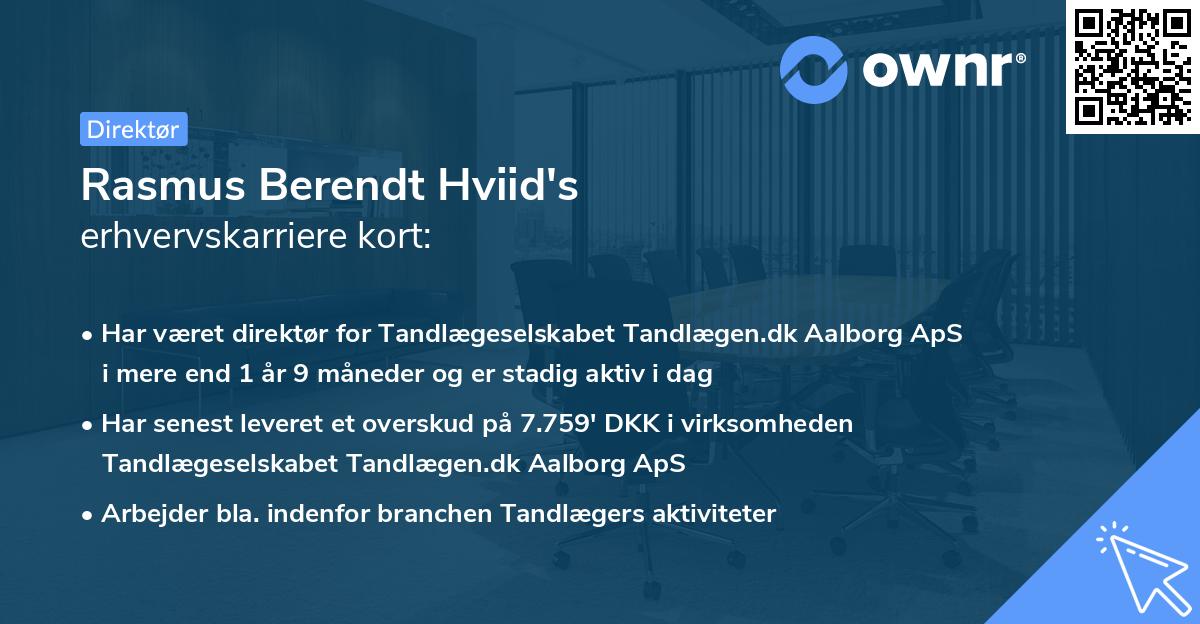 Rasmus Berendt Hviid's erhvervskarriere kort