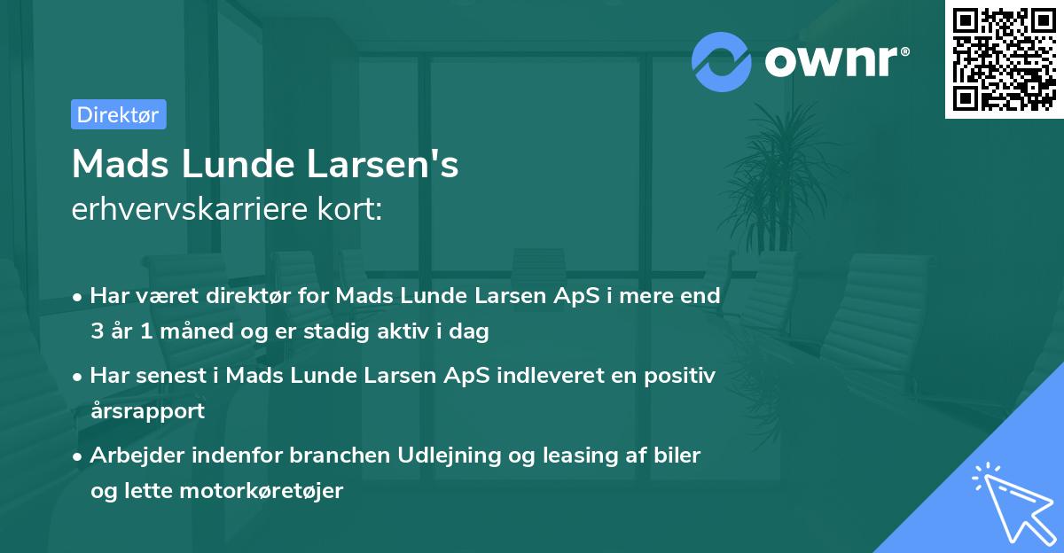 Mads Lunde Larsen's erhvervskarriere kort