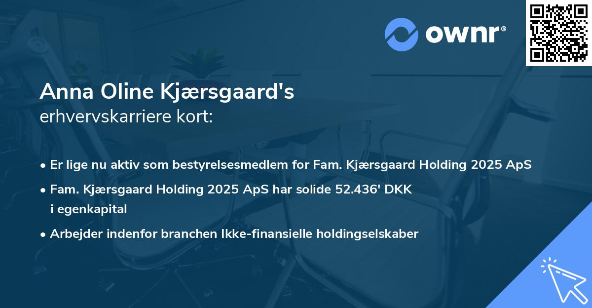 Anna Oline Kjærsgaard's erhvervskarriere kort