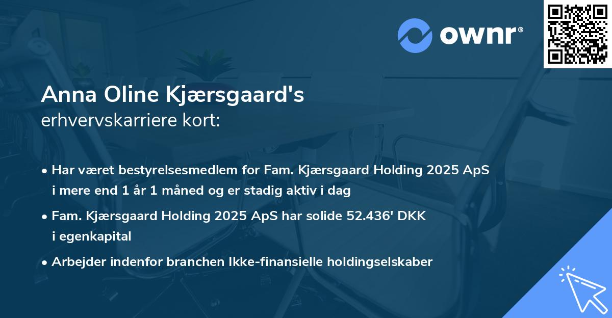 Anna Oline Kjærsgaard's erhvervskarriere kort