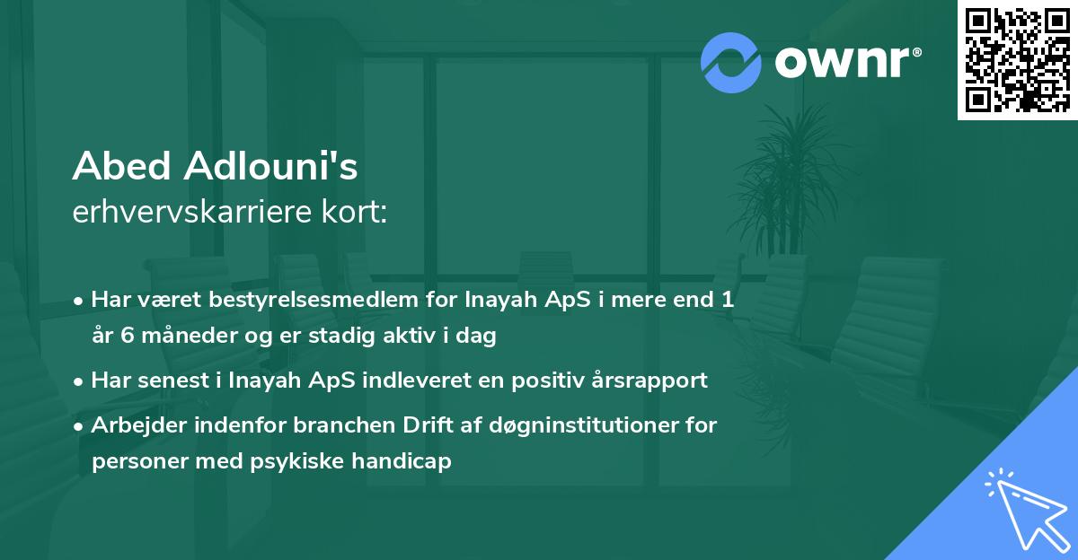 Abed Adlouni's erhvervskarriere kort