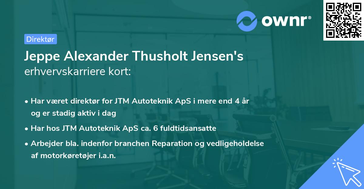 Jeppe Alexander Thusholt Jensen's erhvervskarriere kort
