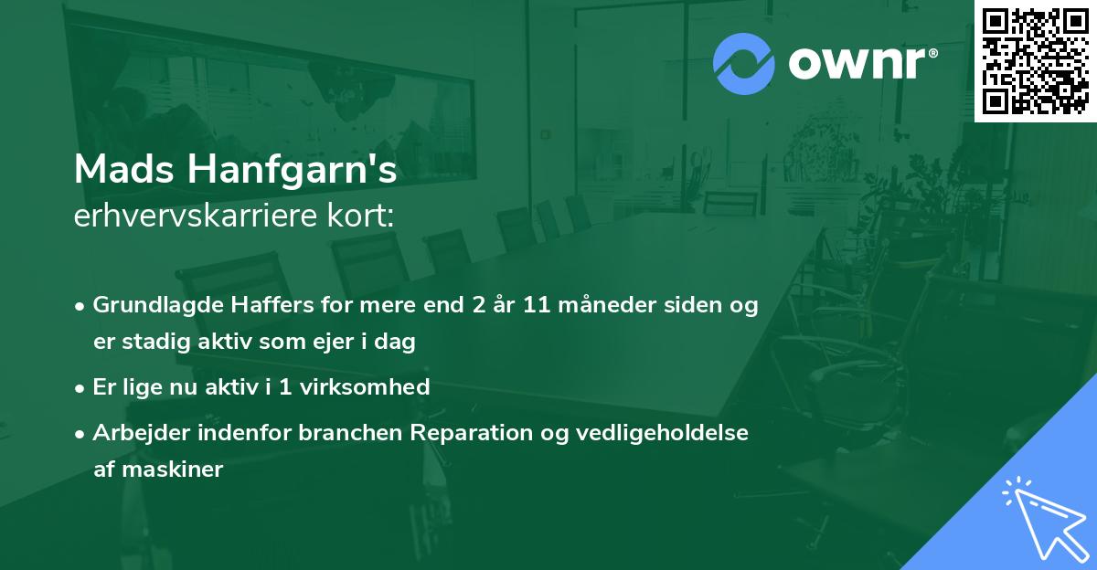 Mads Hanfgarn's erhvervskarriere kort