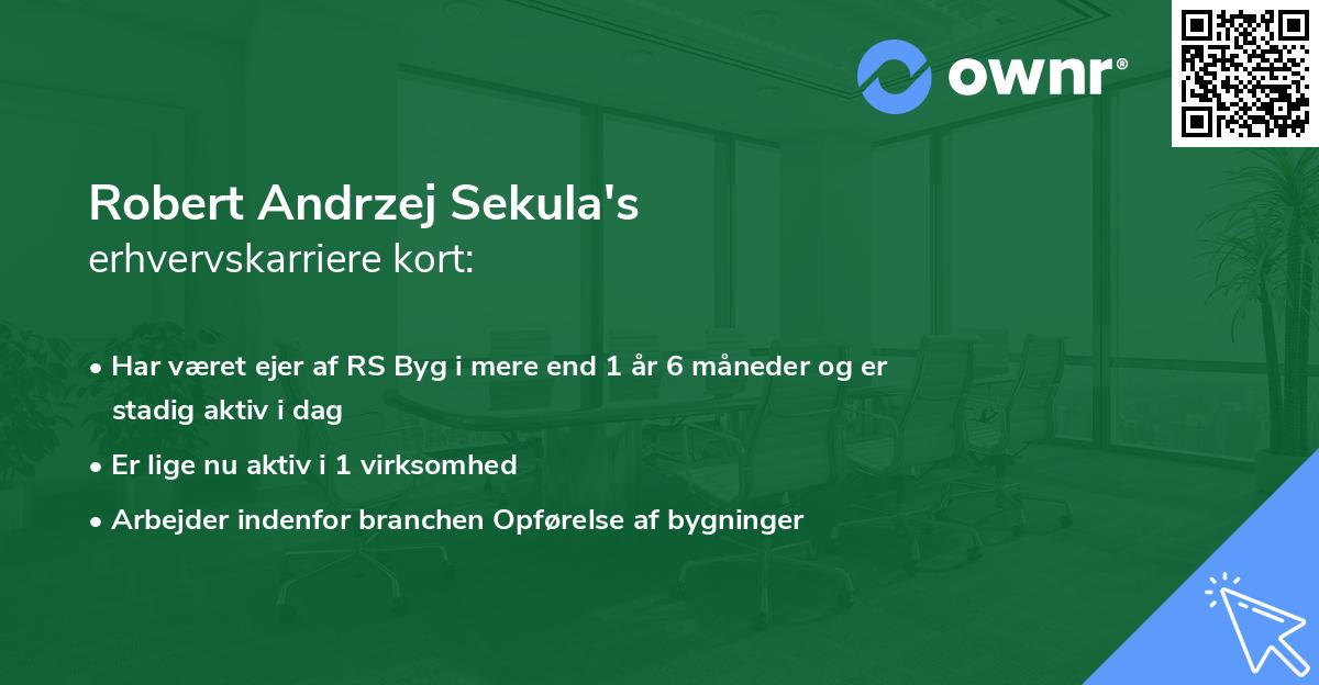 Robert Andrzej Sekula's erhvervskarriere kort