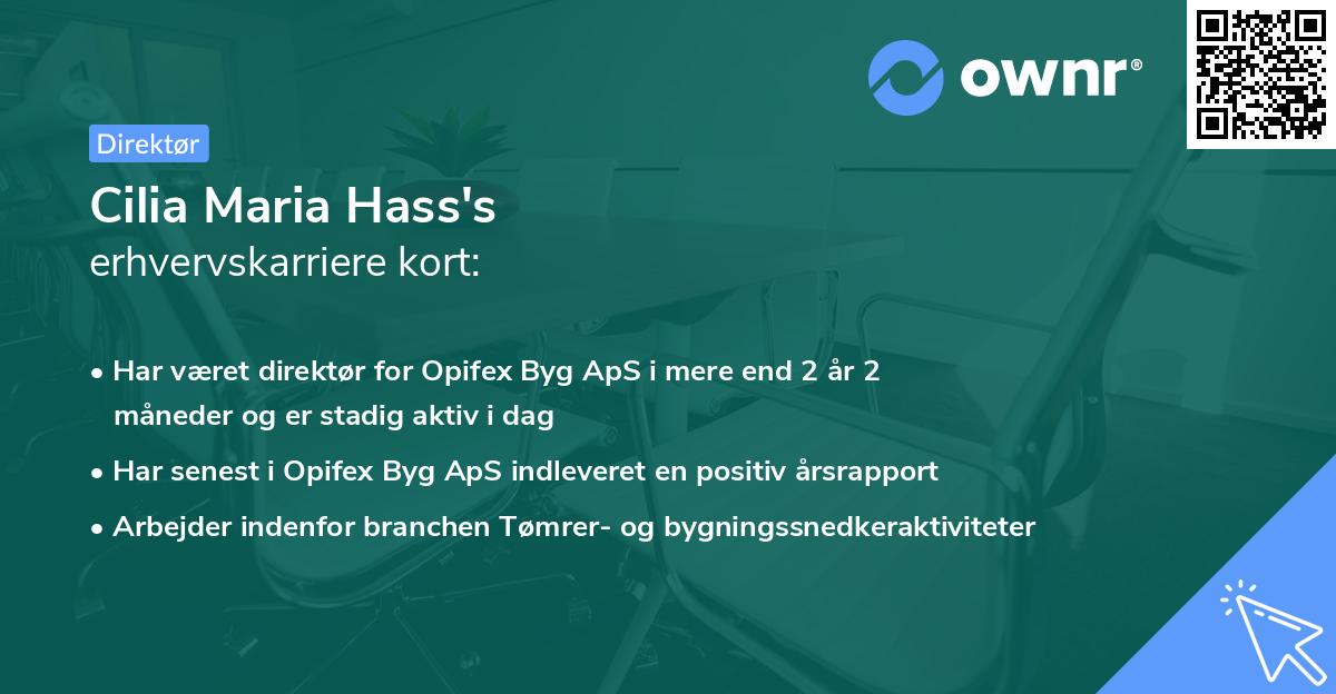 Cilia Maria Hass's erhvervskarriere kort
