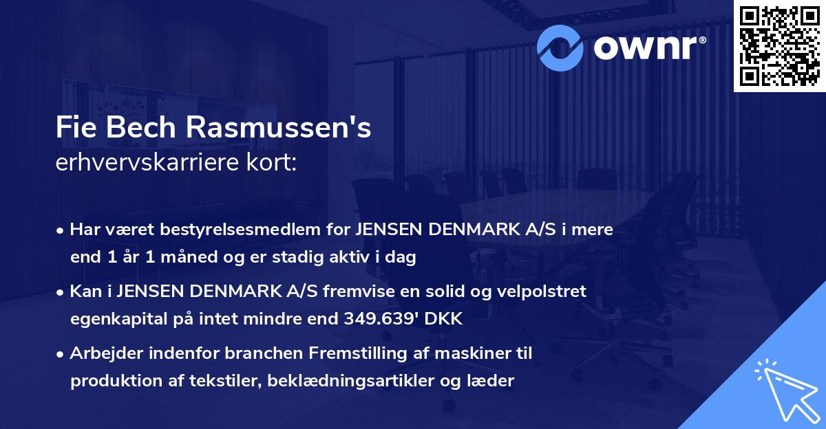 Fie Bech Rasmussen's erhvervskarriere kort