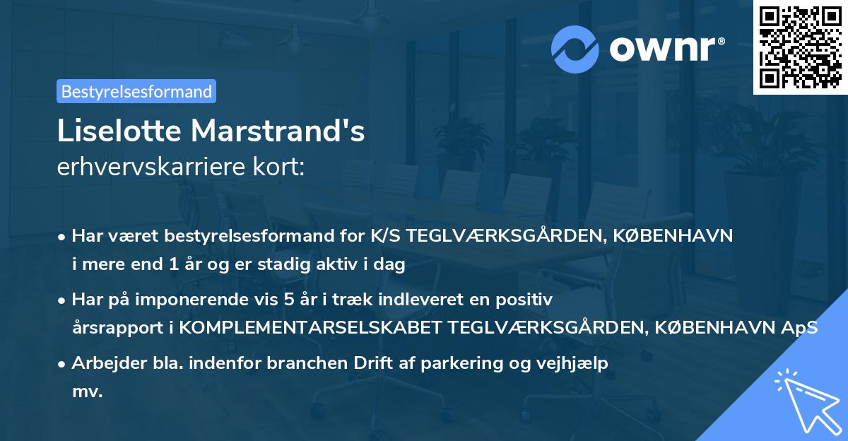 Liselotte Marstrand's erhvervskarriere kort