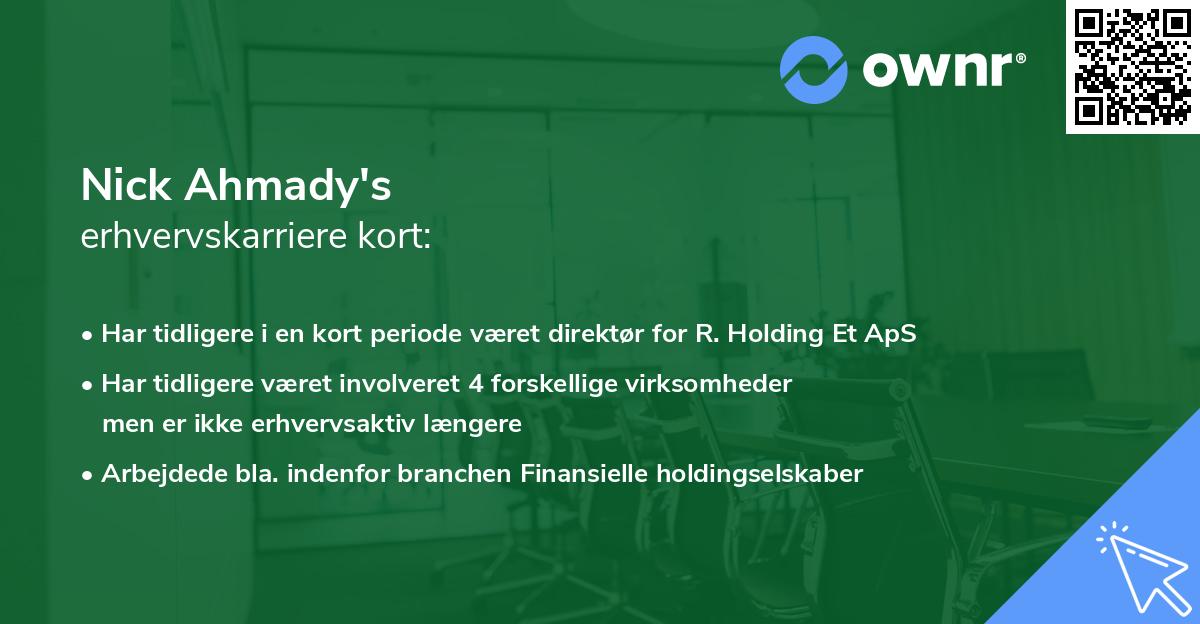 Nick Ahmady's erhvervskarriere kort