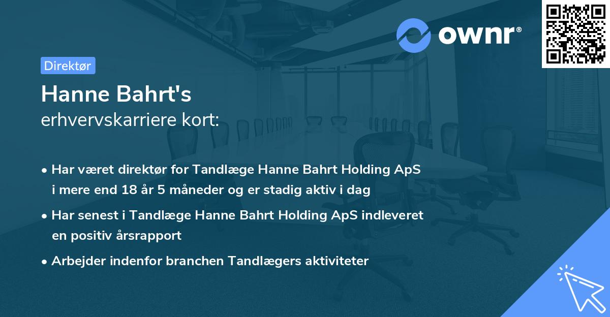 Hanne Bahrt's erhvervskarriere kort