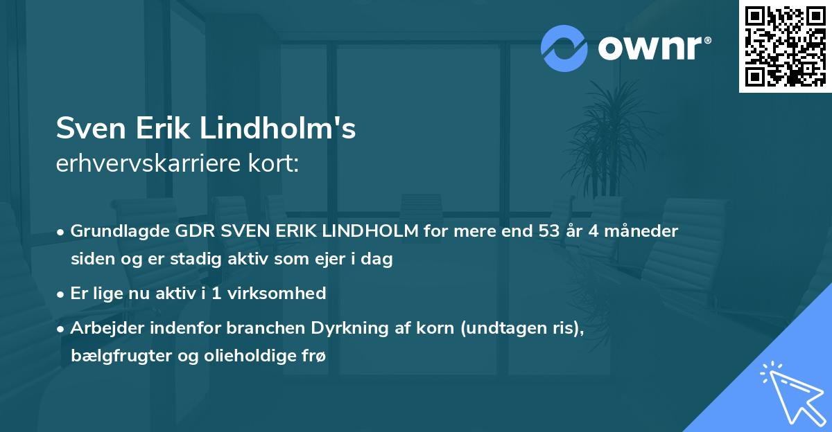 Sven Erik Lindholm's erhvervskarriere kort