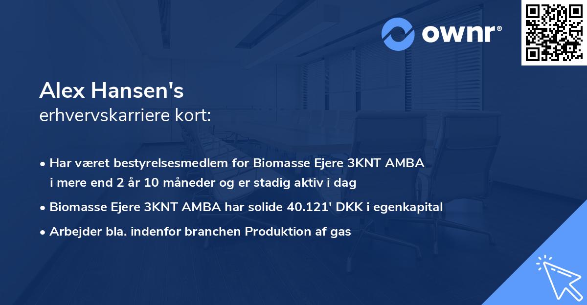 Alex Hansen's erhvervskarriere kort