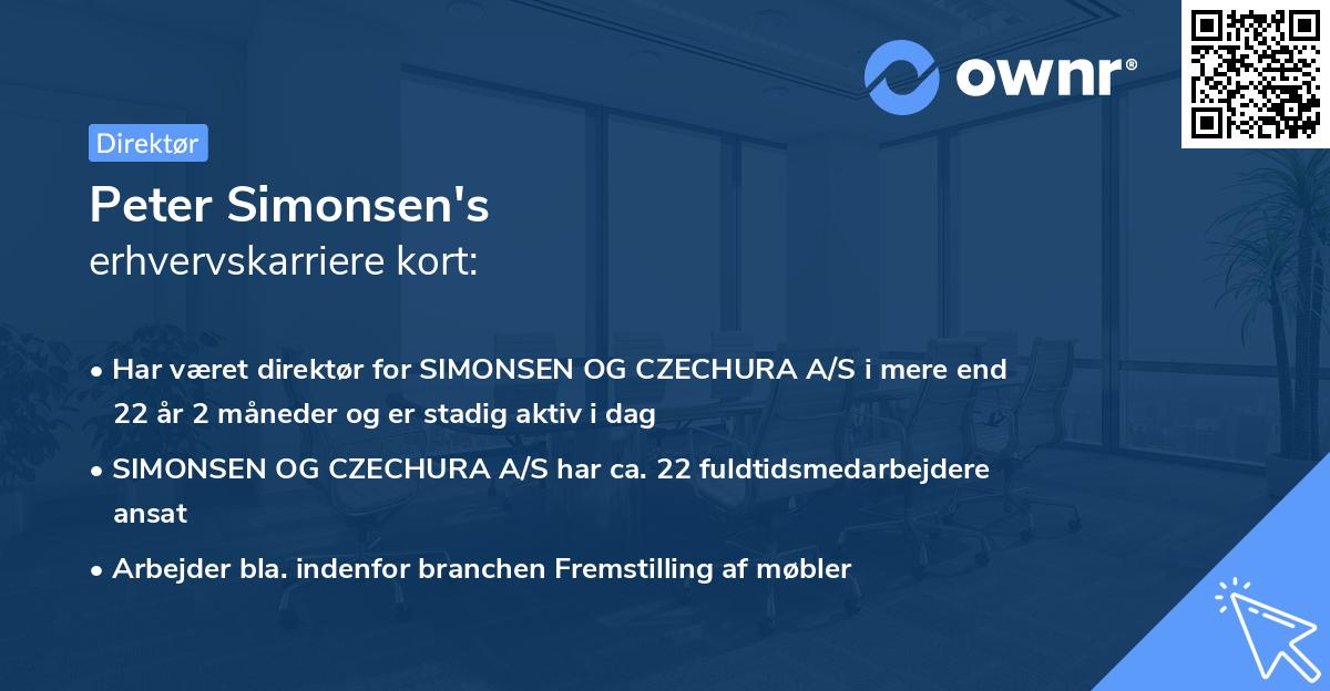Peter Simonsen's erhvervskarriere kort