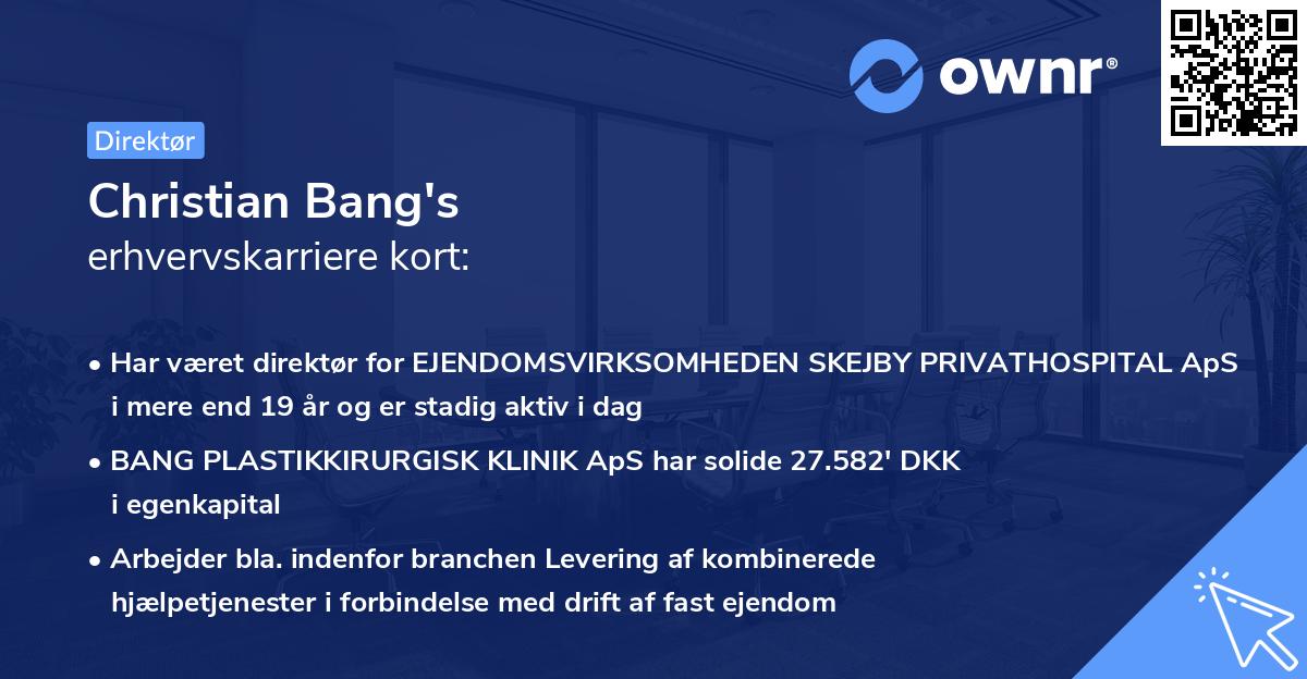 Christian Bang's erhvervskarriere kort