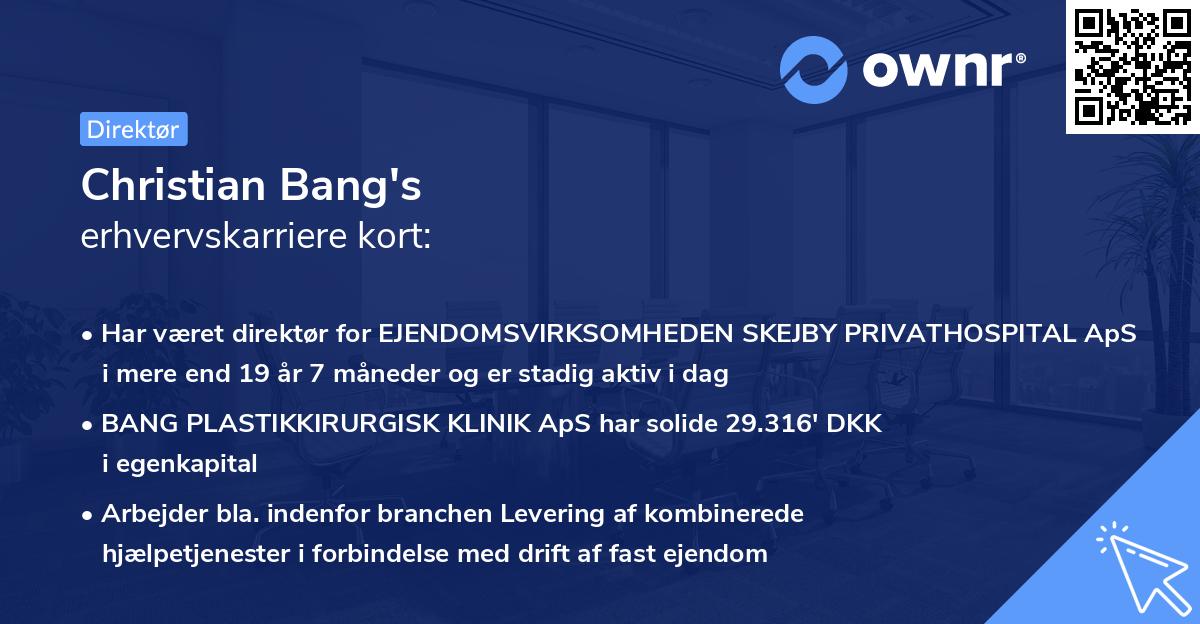 Christian Bang's erhvervskarriere kort