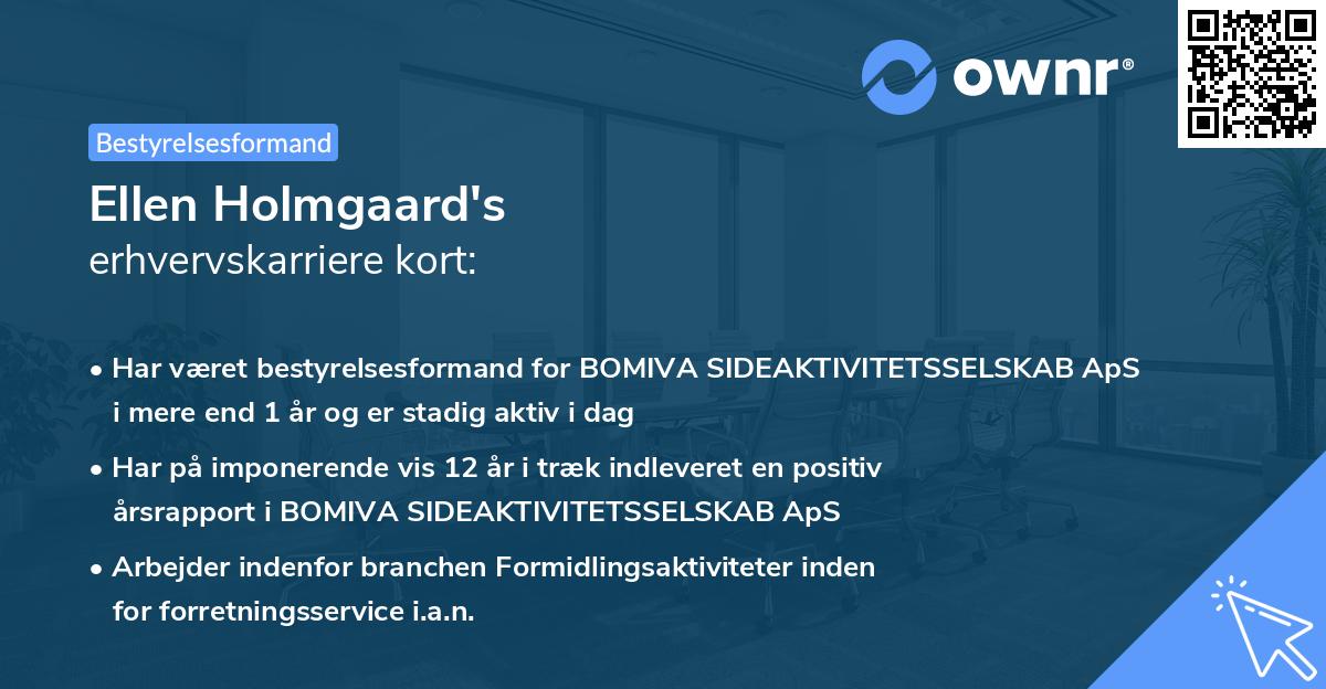 Ellen Holmgaard's erhvervskarriere kort