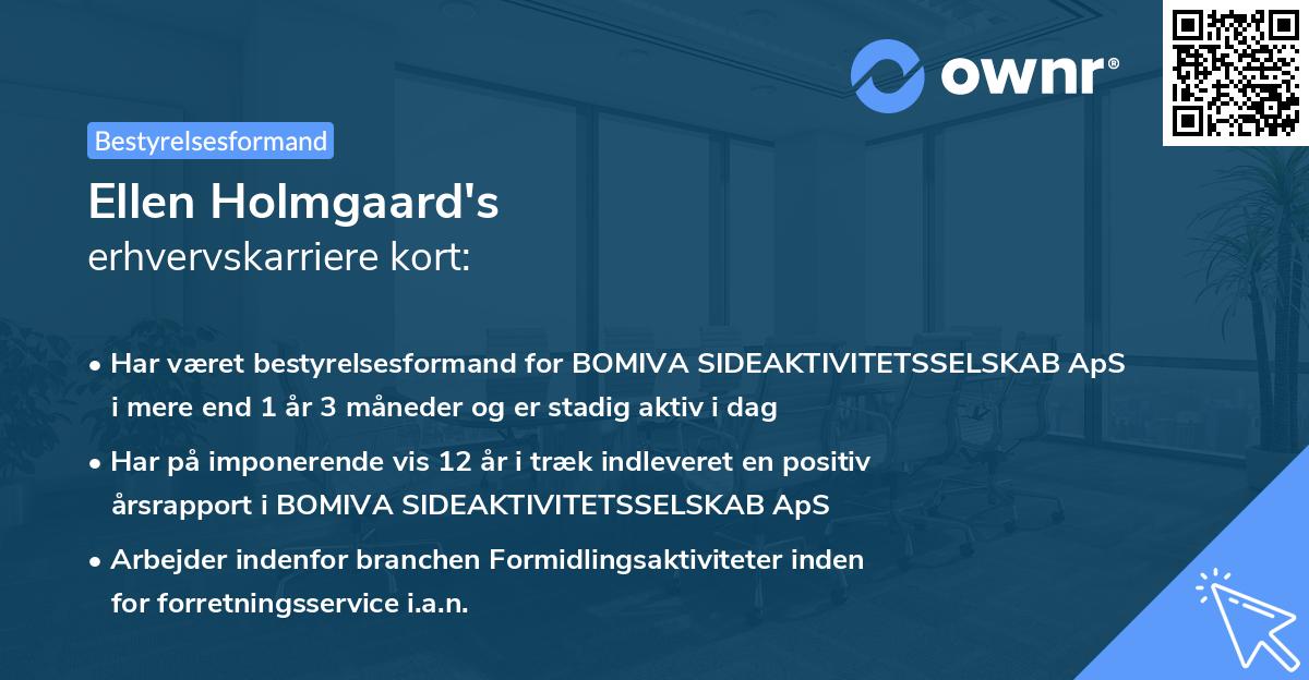 Ellen Holmgaard's erhvervskarriere kort