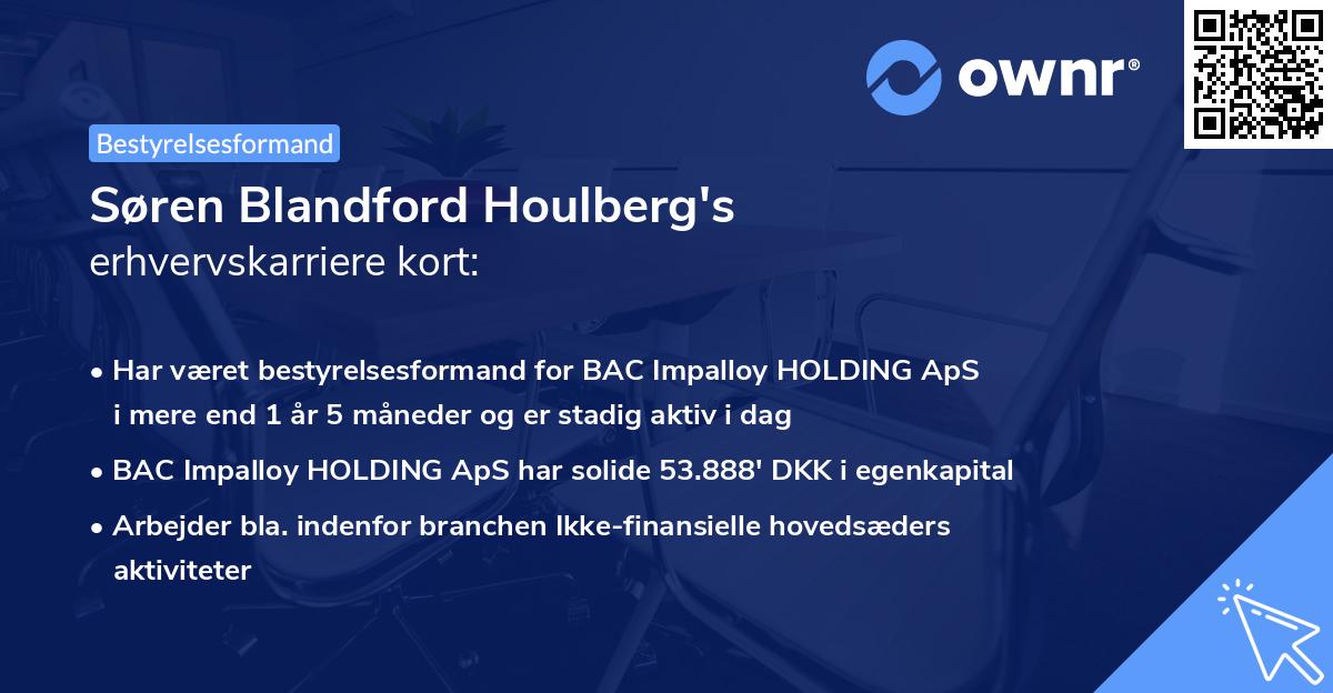 Søren Blandford Houlberg's erhvervskarriere kort