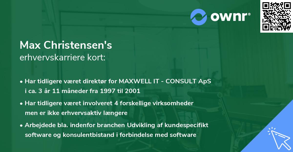 Max Christensen's erhvervskarriere kort