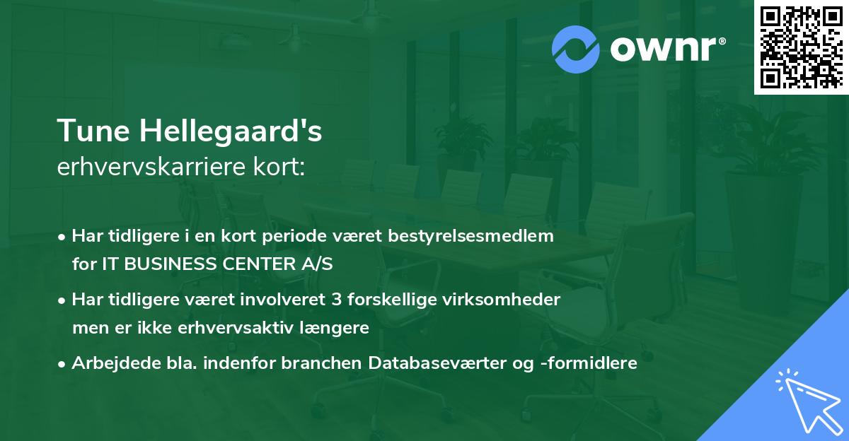 Tune Hellegaard's erhvervskarriere kort