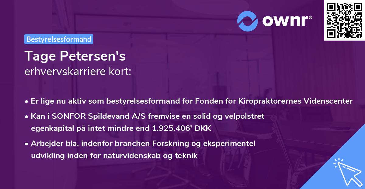 Tage Petersen's erhvervskarriere kort